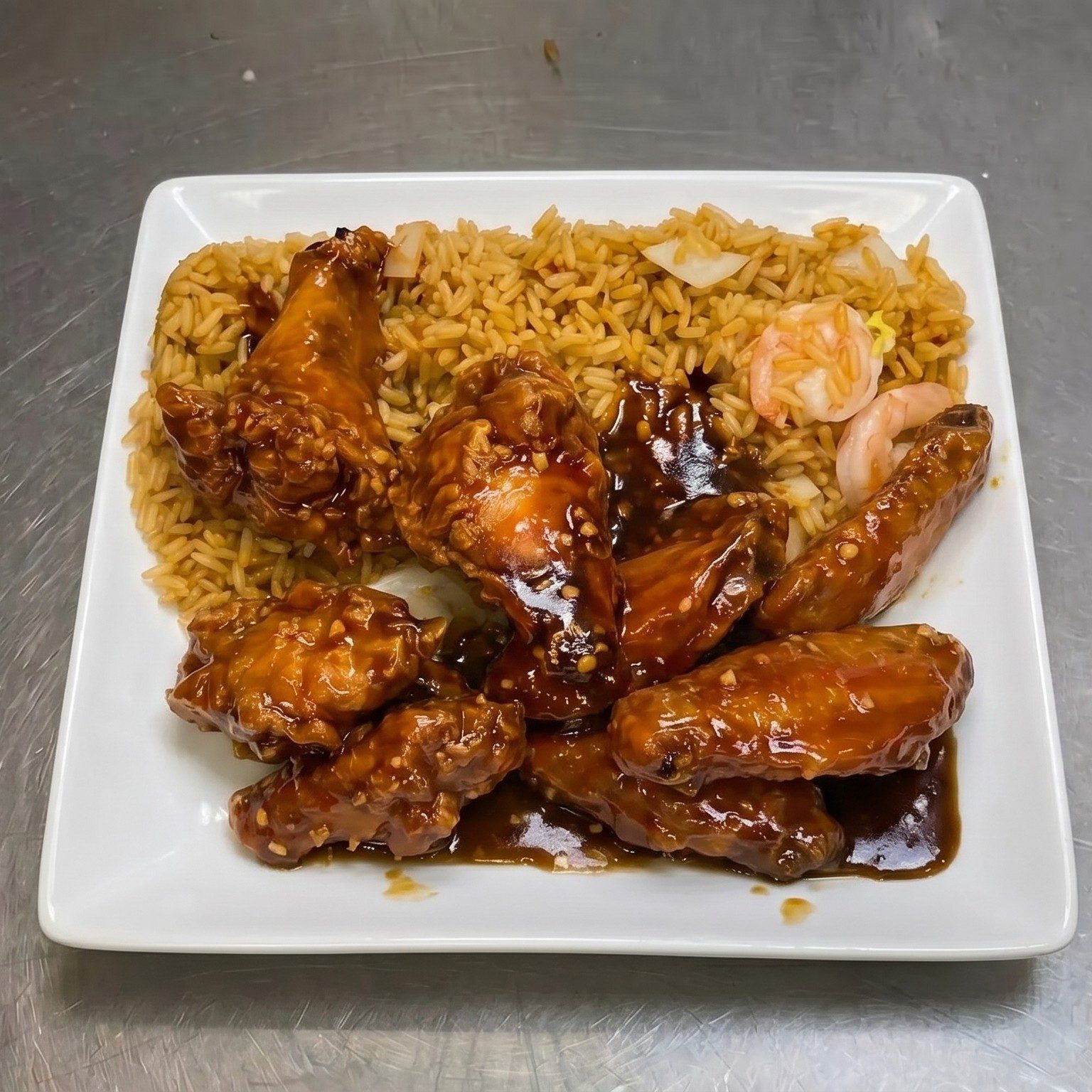 Chicken Wings with Hot Garlic Sauce.