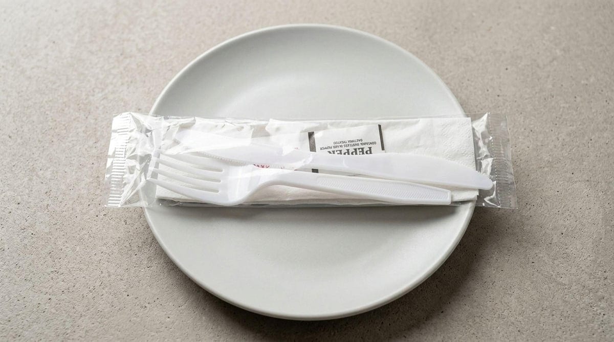 Fork, Knife, and Napkin.